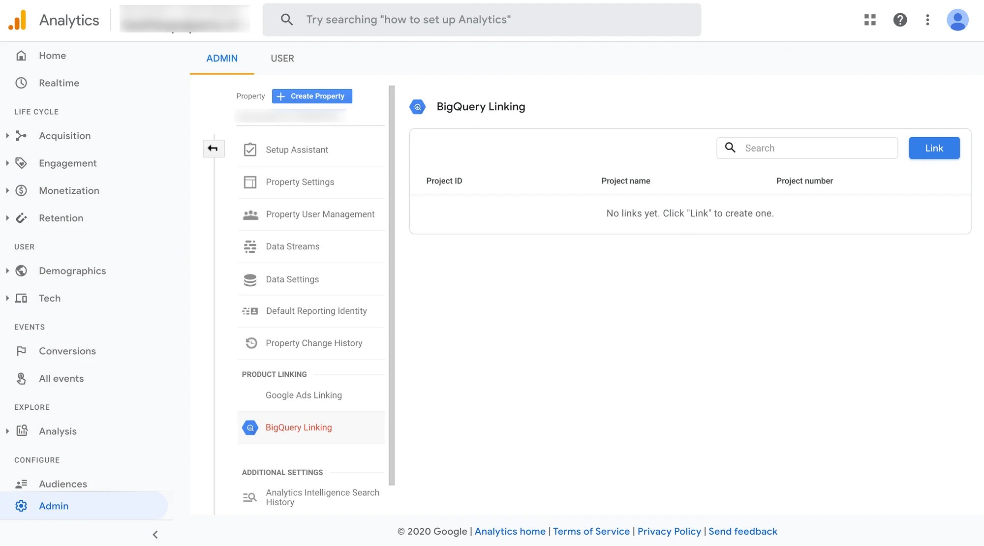 Create Link to BigQuery