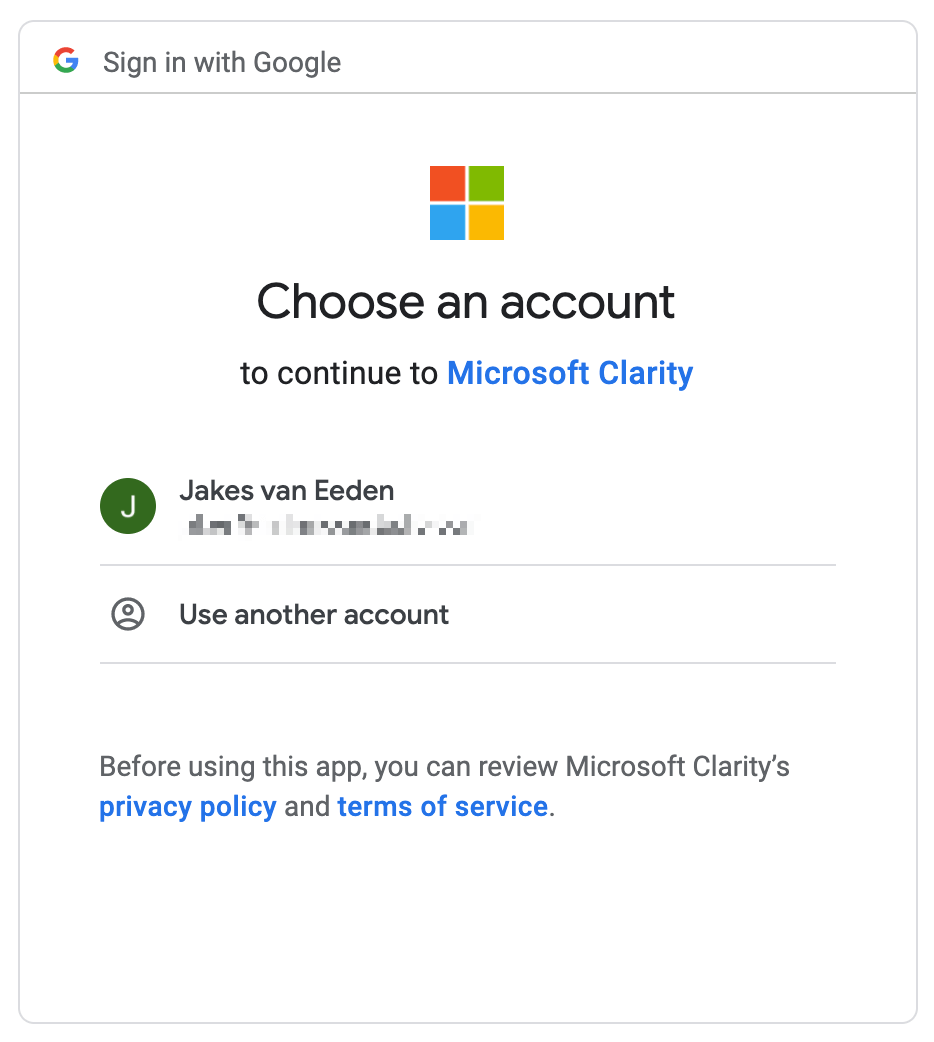 Sign into Google Analytics from Microsoft Clarity