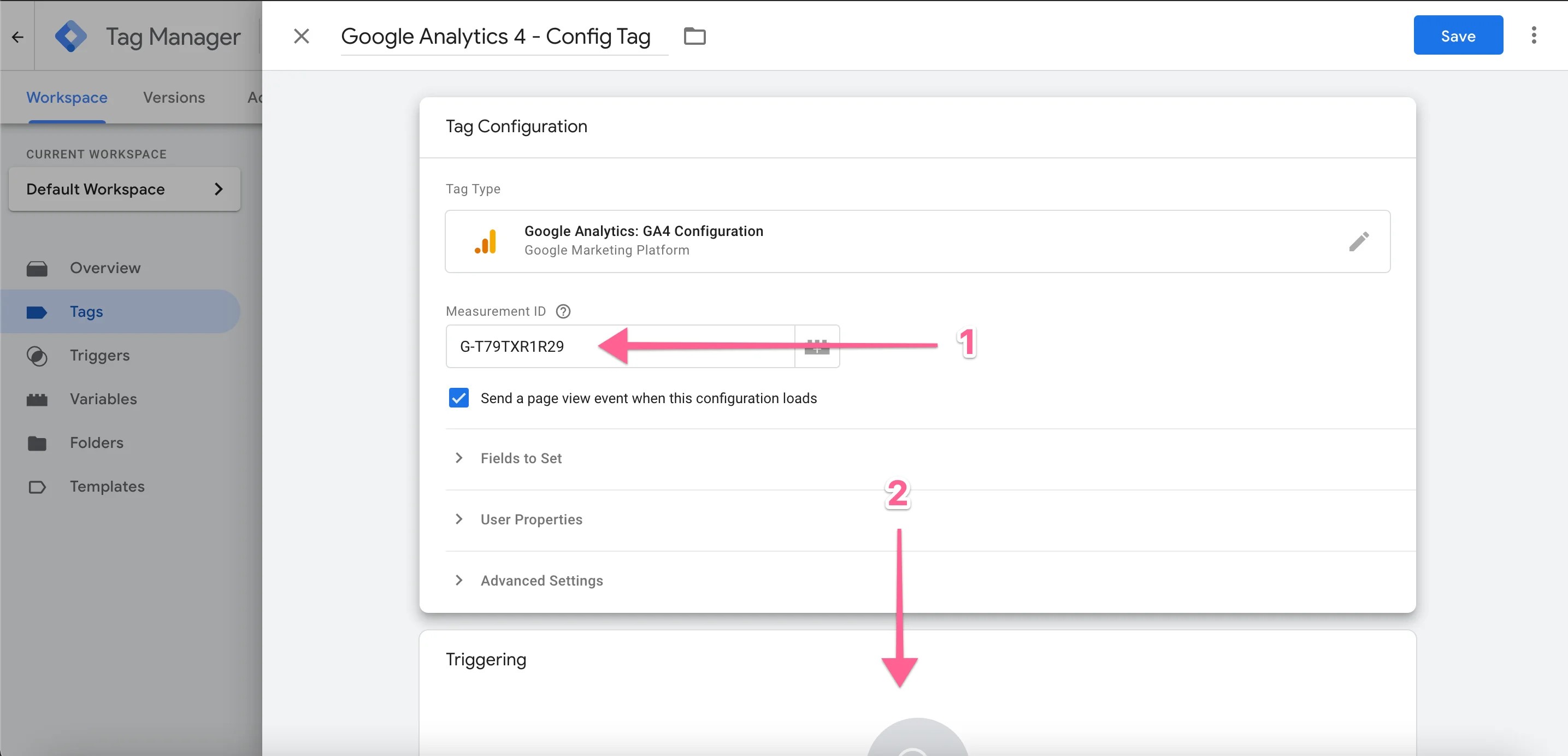 Google Analytics Configuration Tag Measurement ID in Tag Manager