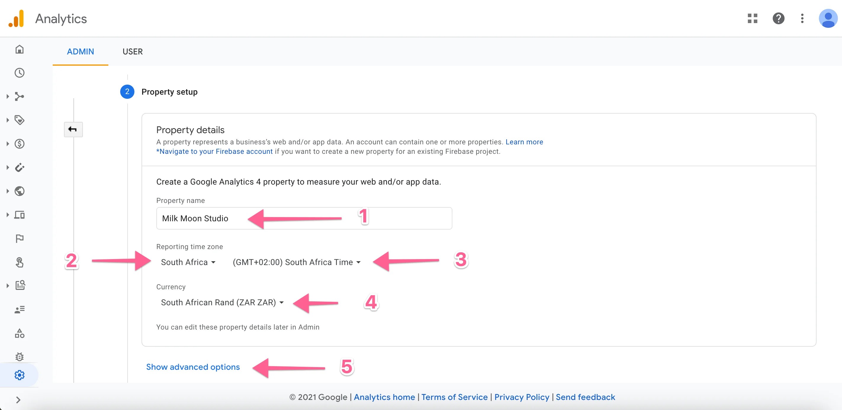 Set Google Analytics Property Details