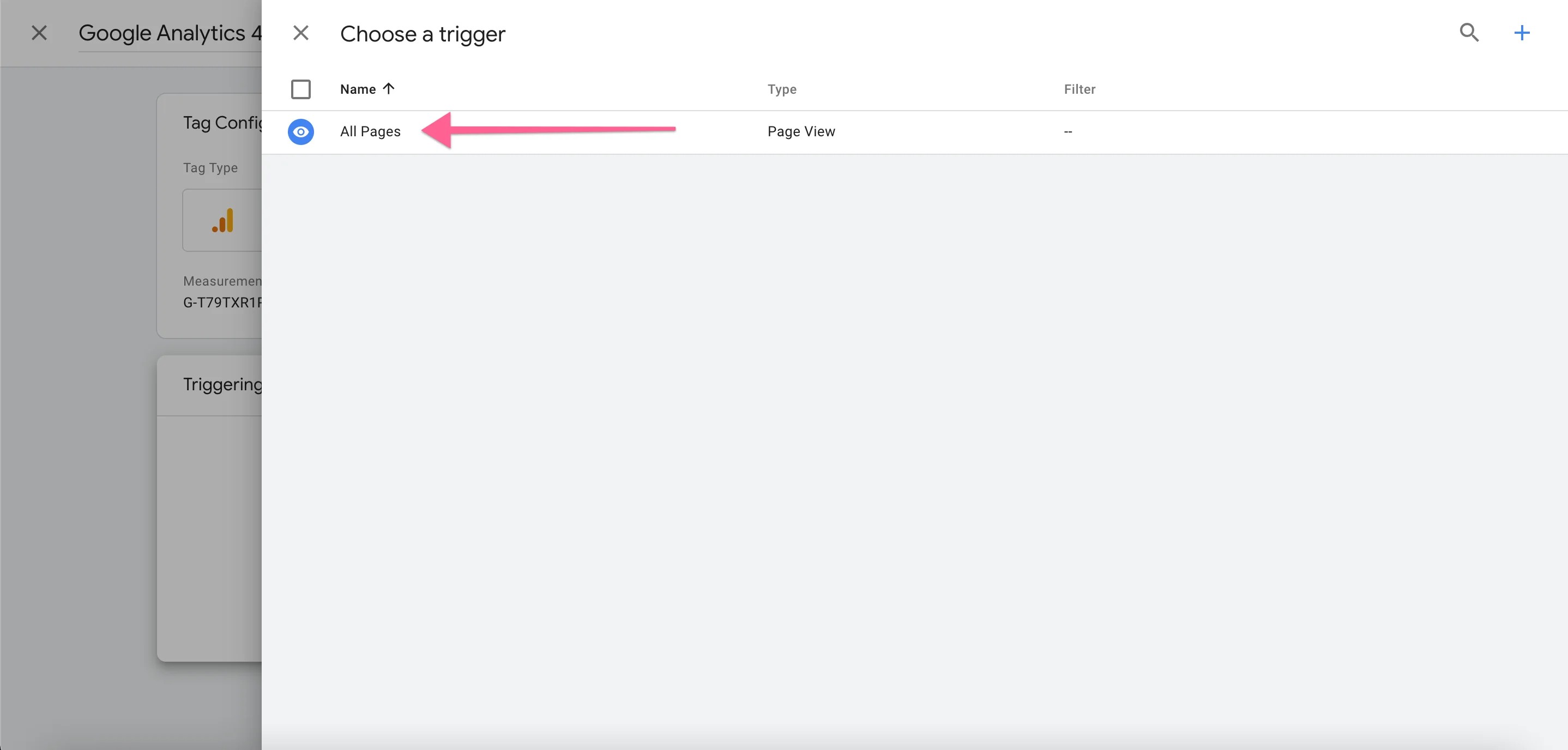 All Pages trigger in Google Tag Manager for GA4 Tag