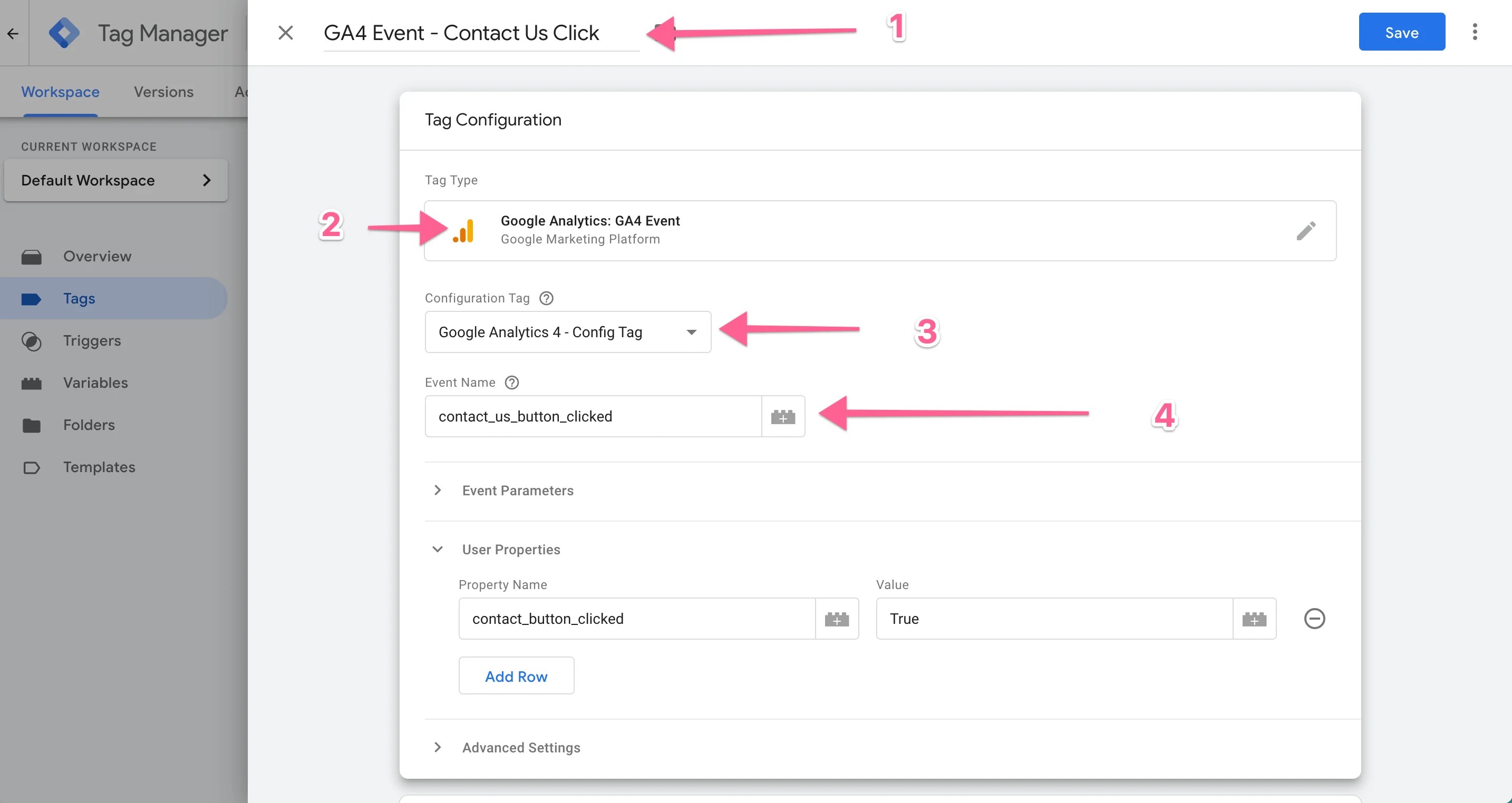Create a Google Analytics 4 Event Tag